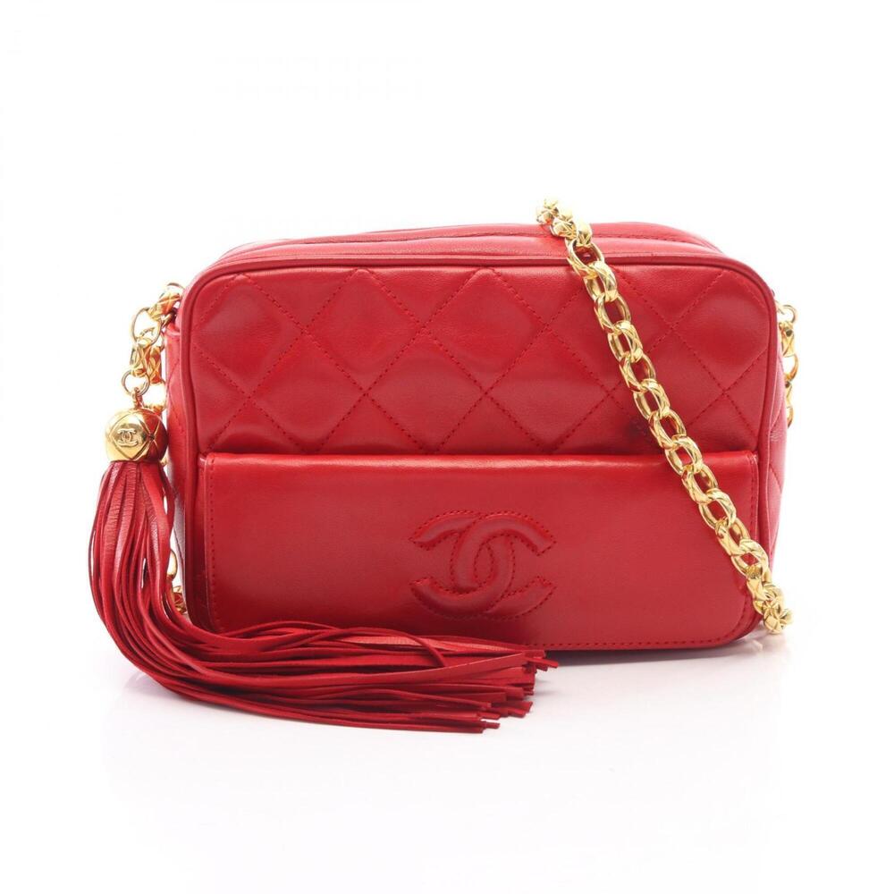 Chanel MatelassΓ© Tassel Shoulder Bag/Handbag, Lambskin Leather, Women's, Red